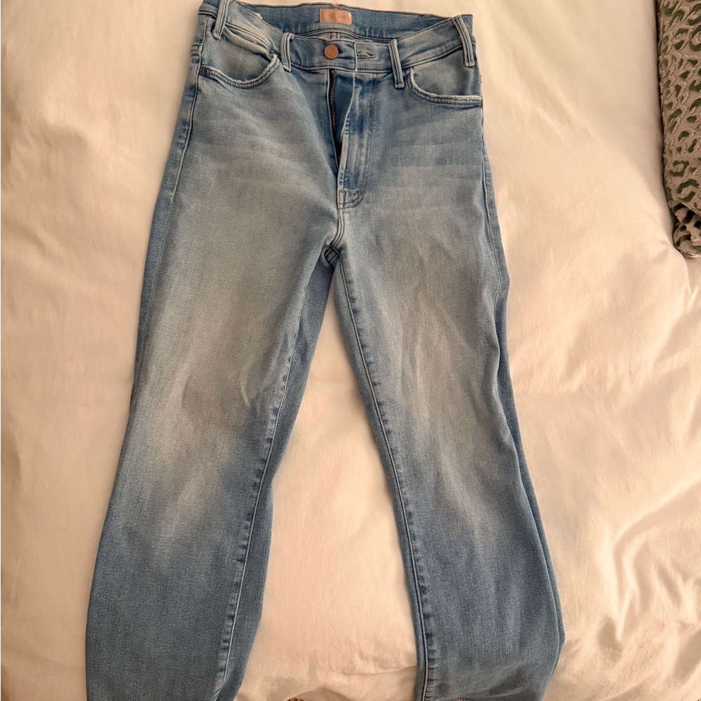 MOTHER Light Blue Cropped Ankle Jeans - Picture 2 of 5